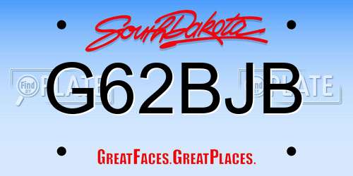 G62BJB South Dakota License Plate