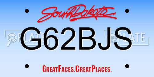 G62BJS South Dakota License Plate