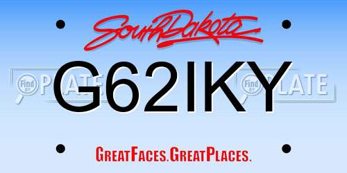 G62IKY South Dakota License Plate