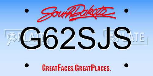 G62SJS South Dakota License Plate