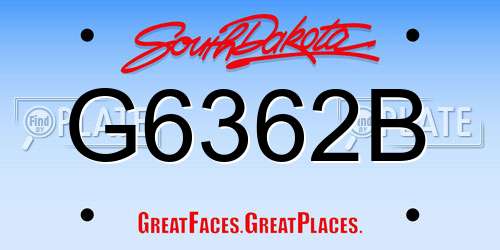 G6362B South Dakota License Plate