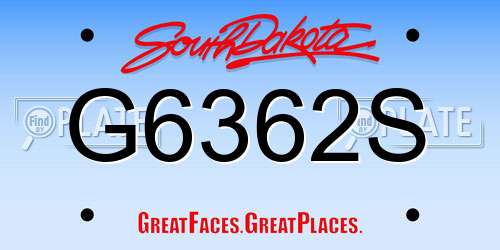 G6362S South Dakota License Plate