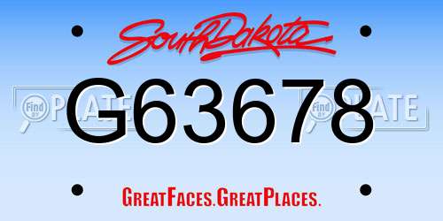 G63678 South Dakota License Plate