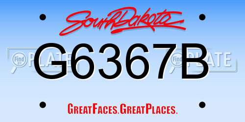 G6367B South Dakota License Plate