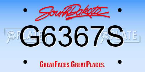 G6367S South Dakota License Plate