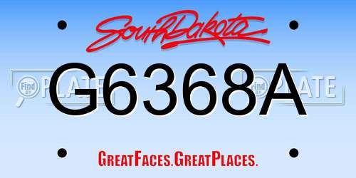 G6368A South Dakota License Plate