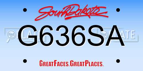 G636SA South Dakota License Plate