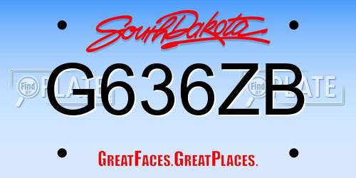G636ZB South Dakota License Plate