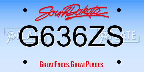 G636ZS South Dakota License Plate