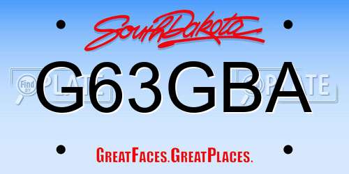 G63GBA South Dakota License Plate