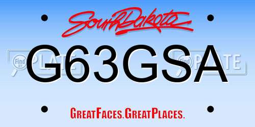 G63GSA South Dakota License Plate