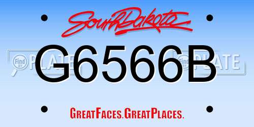G6566B South Dakota License Plate
