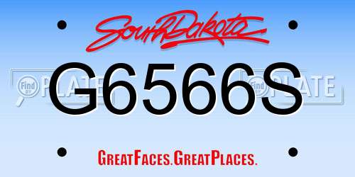 G6566S South Dakota License Plate