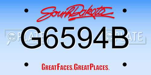 G6594B South Dakota License Plate