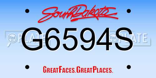 G6594S South Dakota License Plate