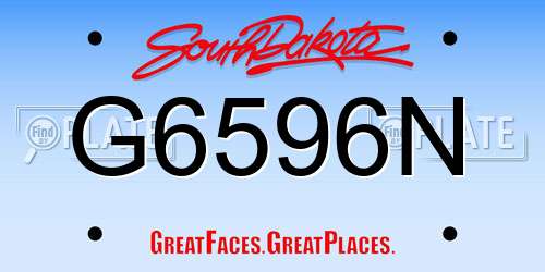 G6596N South Dakota License Plate
