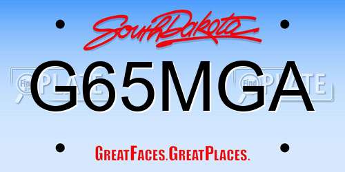 G65MGA South Dakota License Plate