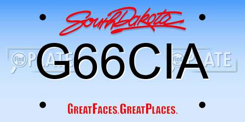 G66CIA South Dakota License Plate