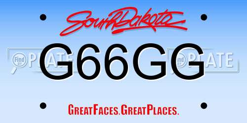 G66GG South Dakota License Plate