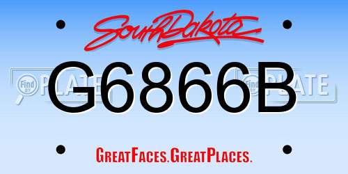 G6866B South Dakota License Plate