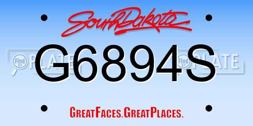 G6894S South Dakota License Plate