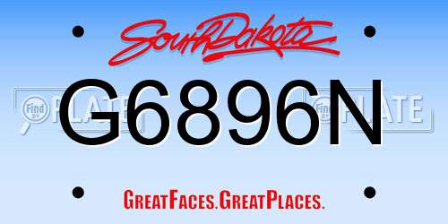 G6896N South Dakota License Plate