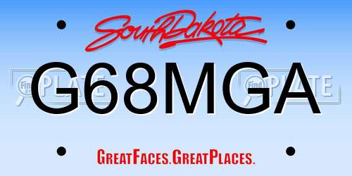G68MGA South Dakota License Plate