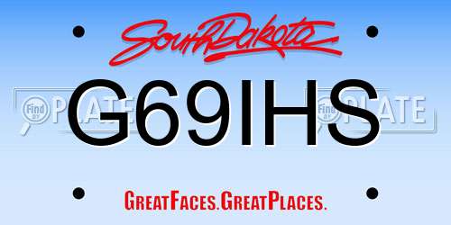 G69IHS South Dakota License Plate