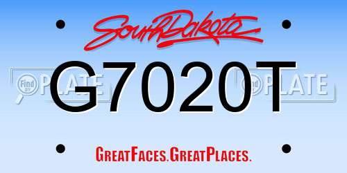 G7020T South Dakota License Plate