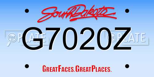 G7020Z South Dakota License Plate