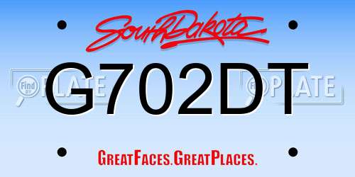 G702DT South Dakota License Plate