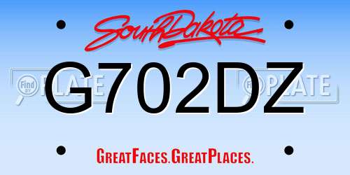G702DZ South Dakota License Plate