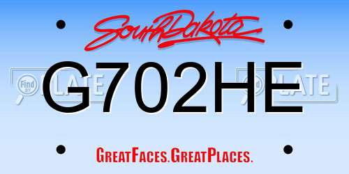 G702HE South Dakota License Plate