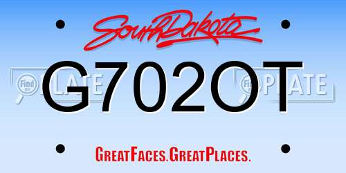 G702OT South Dakota License Plate