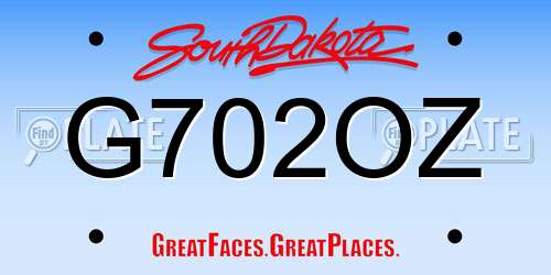 G702OZ South Dakota License Plate