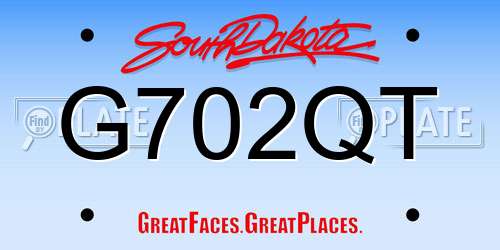 G702QT South Dakota License Plate