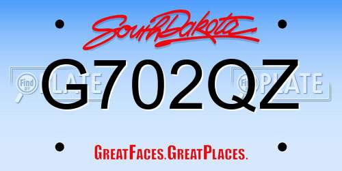 G702QZ South Dakota License Plate