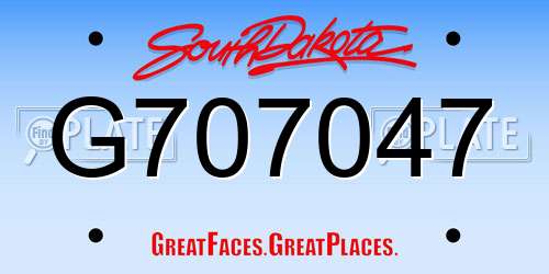 G707047 South Dakota License Plate