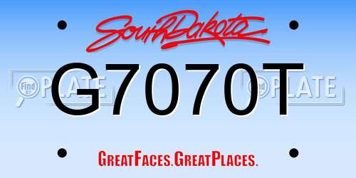 G7070T South Dakota License Plate