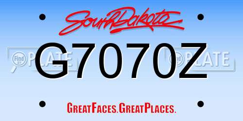 G7070Z South Dakota License Plate