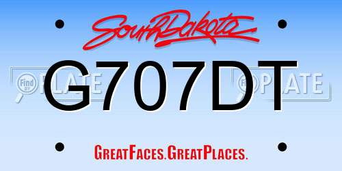 G707DT South Dakota License Plate