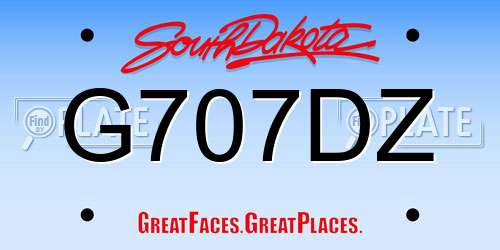 G707DZ South Dakota License Plate