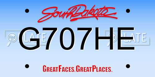 G707HE South Dakota License Plate