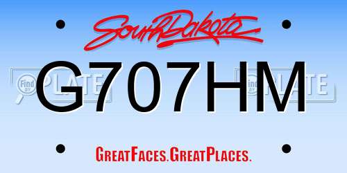 G707HM South Dakota License Plate