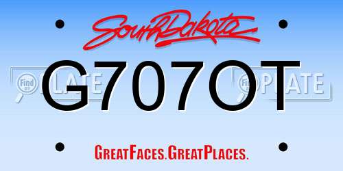 G707OT South Dakota License Plate