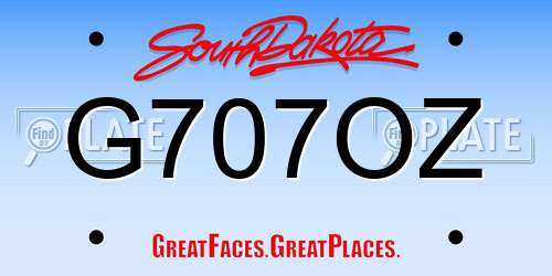 G707OZ South Dakota License Plate