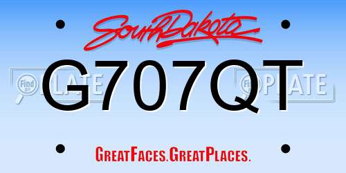 G707QT South Dakota License Plate