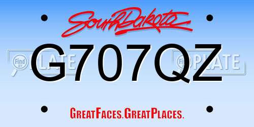 G707QZ South Dakota License Plate