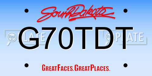 G70TDT South Dakota License Plate