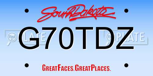 G70TDZ South Dakota License Plate